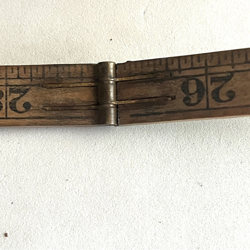 Antique Wooden Folding Ruler With Brass hardware. - Picture 4 of 7